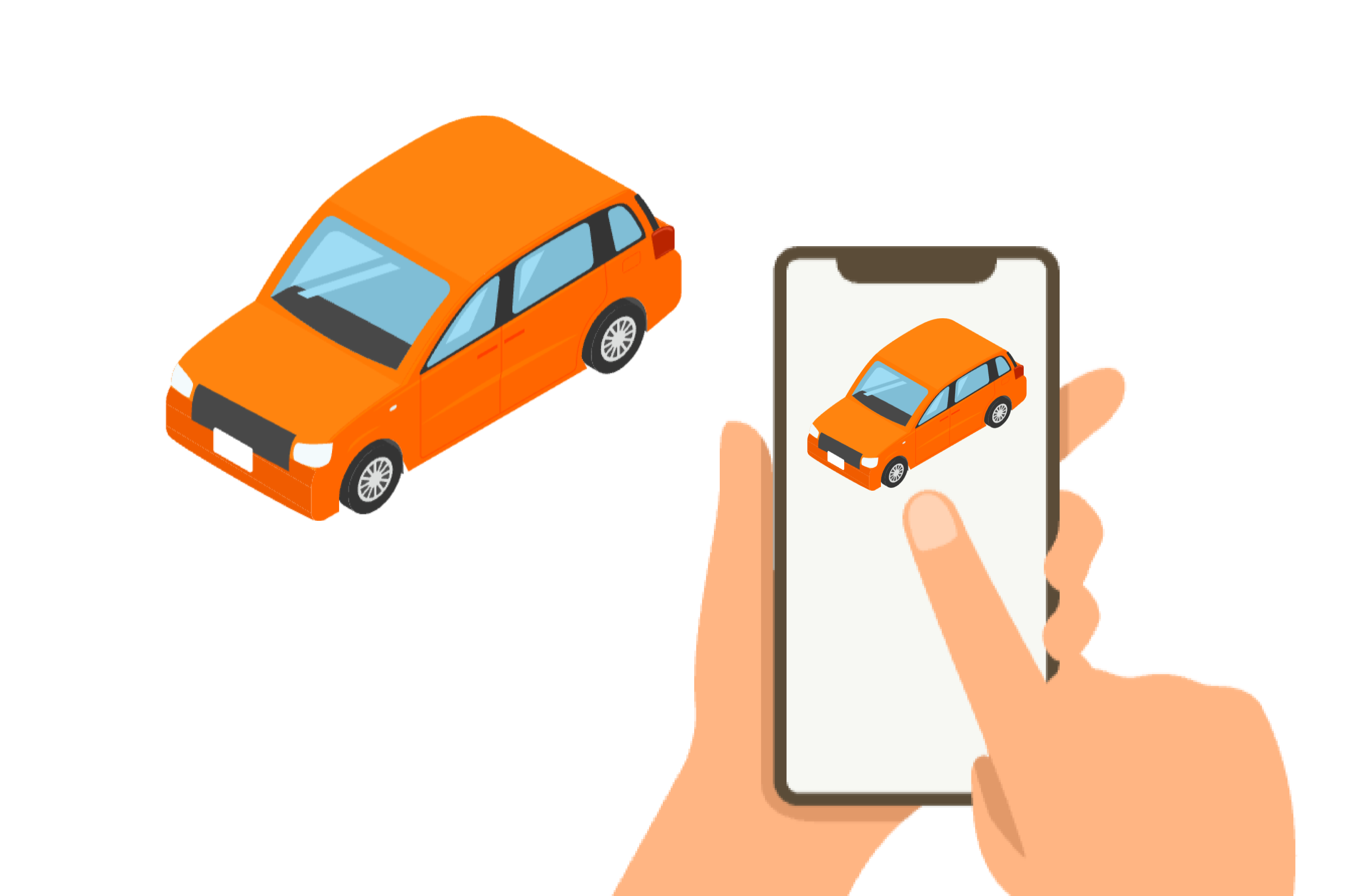車情報をスマホで入力するイラスト